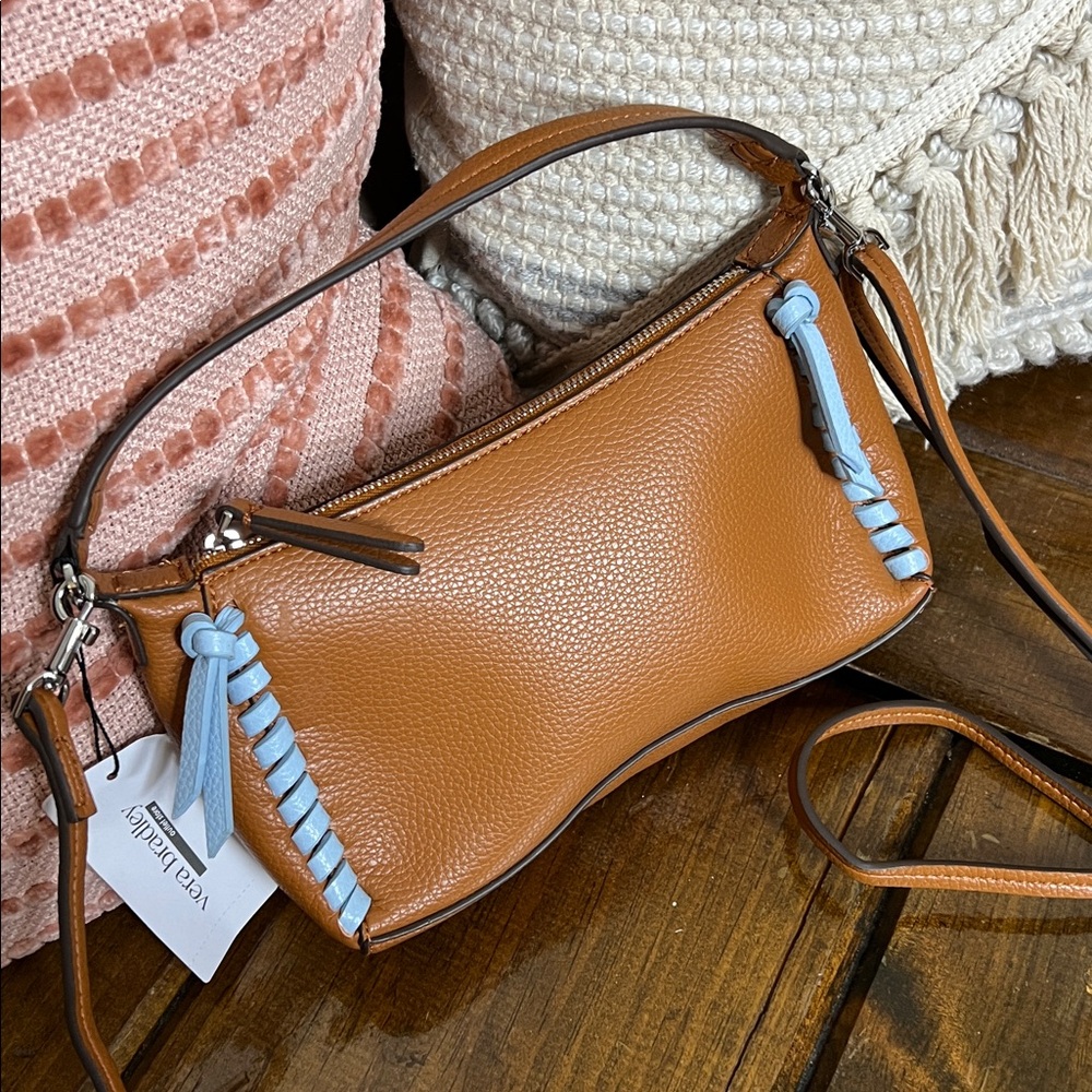 NWT Vera Bradley Mini Slouchy Crossbody Bag Roasted Pecan and Cerulean- OS - Picture 3 of 8